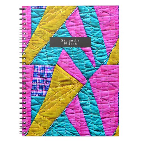 Faux Patchwork Quilt Boho Folk Art Inspired  Notebook