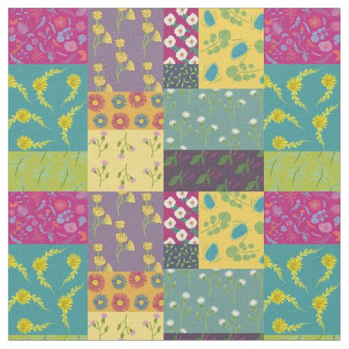 Faux Patchwork Quilt Print Boho Maximalist Style Fabric