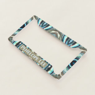 Faux Paua Abalone Shell Look with Name License Plate Frame