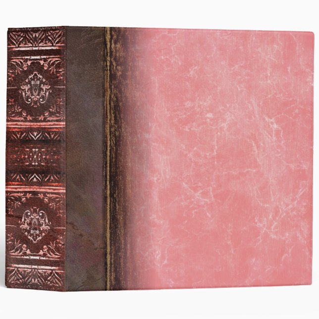 Faux Peach Leather Ancient Tome 3 Ring Binder (Front/Spine)
