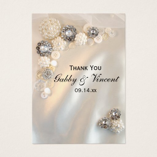 Customizable Pearl and Diamond Buttons Wedding Favor Tags Business Card