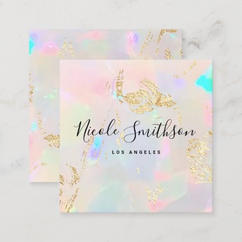 faux pearlescence and FAUX gold foil details Squar Square Business Card