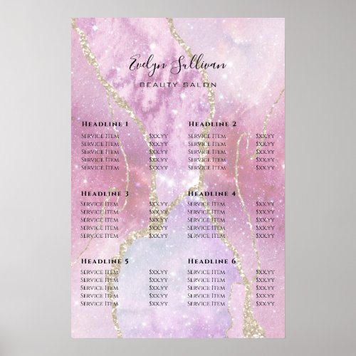 Faux Pearlescent Effect Price List Poster