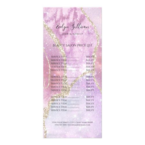 faux pearlescent effect price list rack card
