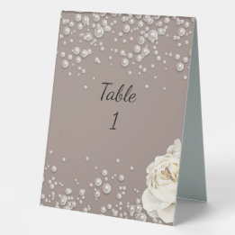faux pearls table number table tent