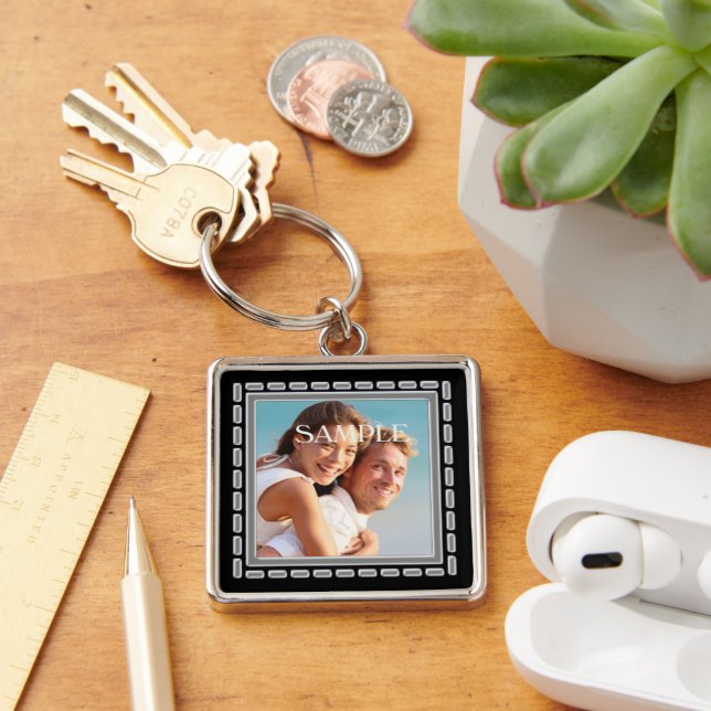 Faux Pewter Ornate Frame Template Keychain (Desk)