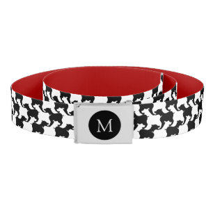 Faux pied-de-poule Dogs PersonalIzed Monogram Belt