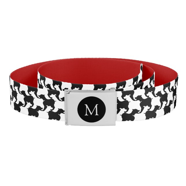 Faux pied-de-poule Dogs PersonalIzed Monogram Belt (Coil)