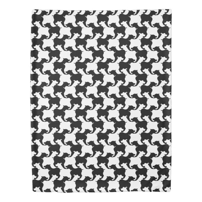Faux pied-de-poule with Dogs fashion Duvet Cover 2 (Front)