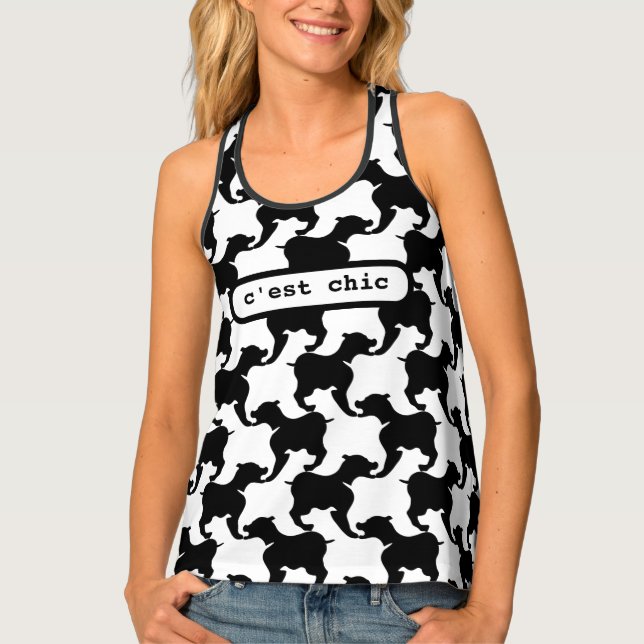 Faux pied-de-poule with L Dogs Paris fashion Top (Front)