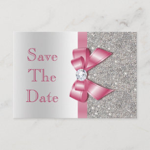 Faux Pink Bow Diamonds Save The Date Baby Shower