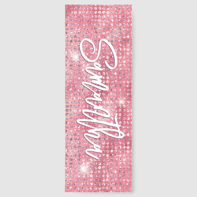 Faux Pink Brush Script Name Bookmarks (Front)