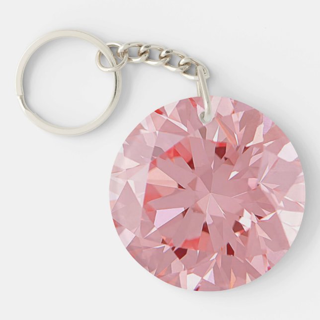 Faux Pink Diamond Acrylic Keychain (Front)