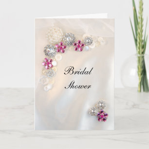 Faux Pink Diamond and Pearls Buttons Bridal Shower Invitation