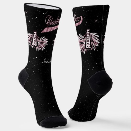 Faux Pink Foil Cheerleader Design Socks