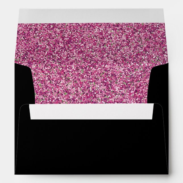 Faux Pink Glitter and Black Envelope (Back (Bottom))