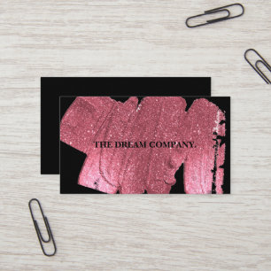 Faux Pink Glitter Black Simple  Business Card