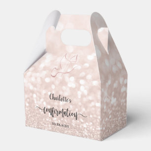 faux pink glitter Confirmation Favor Box
