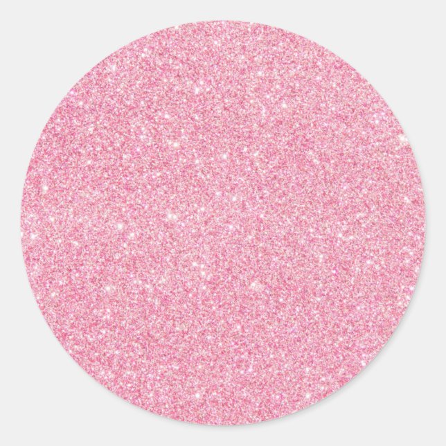 Faux Pink Glitter Custom Trendy Classic Round Sticker (Front)