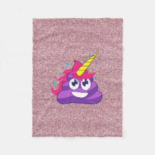 Faux Pink Glitter Emoji Unicorn Poop Blanket