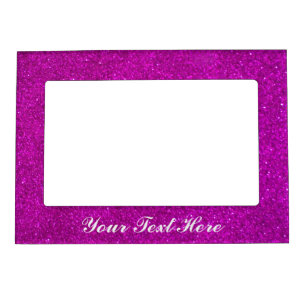 Faux pink glitter magnetic picture frame on fridge