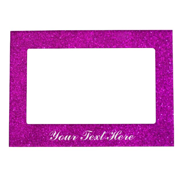 Faux pink glitter magnetic picture frame on fridge (Front)