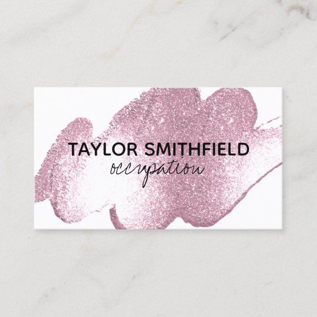 Faux Pink Glitter Paint Splatter Business Card (Front)