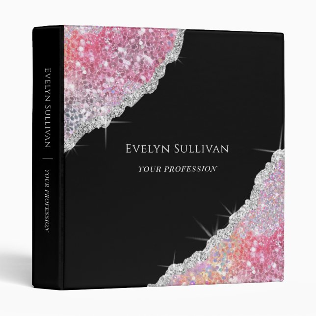 Faux pink glitter sequin binder (Front/Spine)
