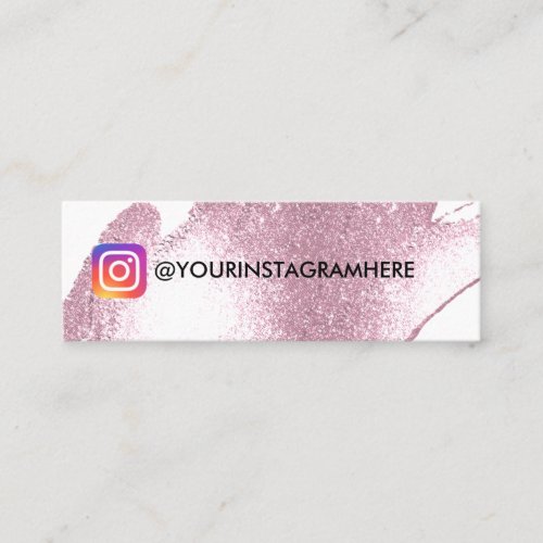 Faux Pink Glitter Social Media Instagram Mini Business Card