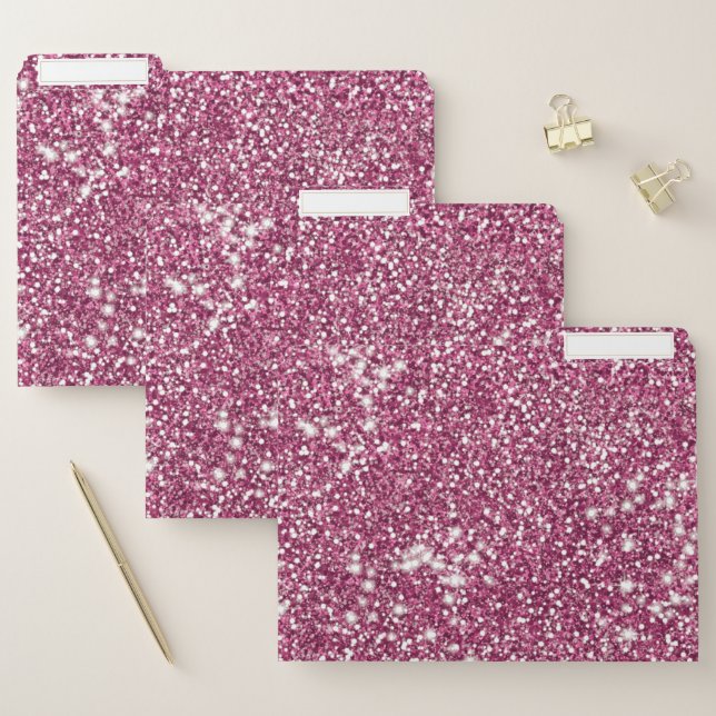 Faux Pink Glitter Texture Look-like Graphic File Folder (Set)
