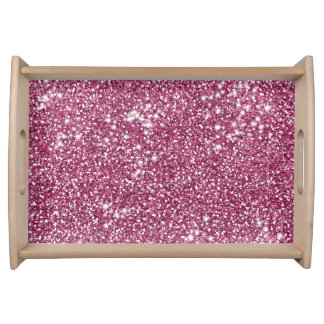 Faux Pink Glitter Texture Look-like Graphic Serving Tray