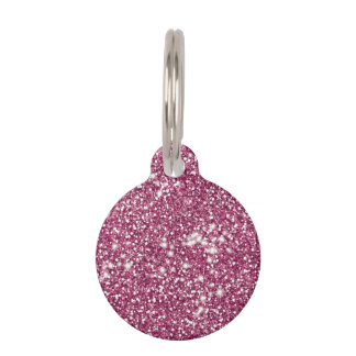 Faux Pink Glitter Texture Look & Pet's Info Pet ID Tag