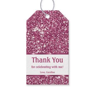Faux Pink Glitter Texture Look - Thank You Gift Tags