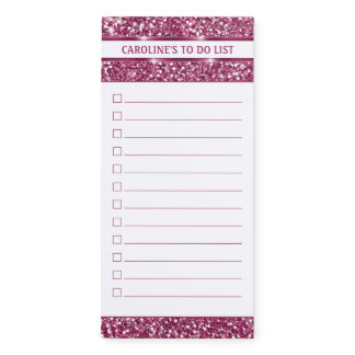 Faux Pink Glitter Texture Look - To Do List Magnetic Notepad