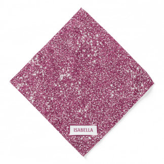 Faux Pink Glitter Texture Look With Custom Name Bandana