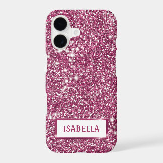 Faux Pink Glitter Texture Look With Custom Name iPhone 17 Case
