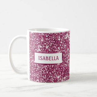 Faux Pink Glitter Texture Look With Custom Name Coffee Mug