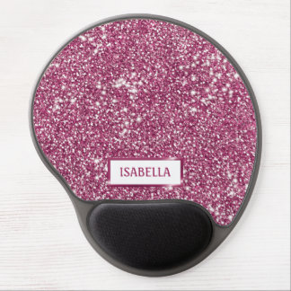 Faux Pink Glitter Texture Look With Custom Name Gel Mouse Pad