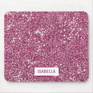 Faux Pink Glitter Texture Look With Custom Name Mouse Pad