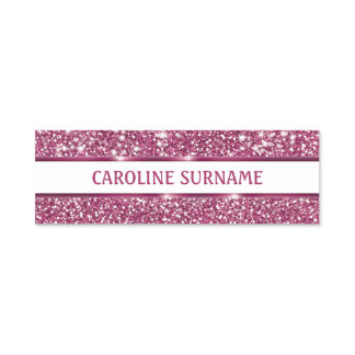 Faux Pink Glitter Texture Look With Custom Name - Name Tag