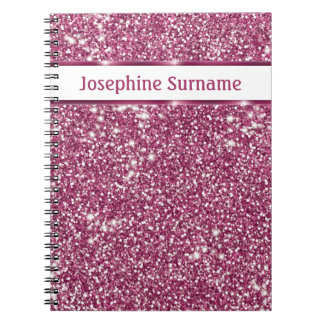 Faux Pink Glitter Texture Look With Custom Name Notebook