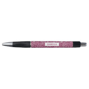 Faux Pink Glitter Texture Look With Custom Name Pen