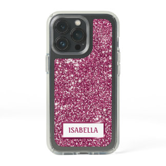 Faux Pink Glitter Texture Look With Custom Name Speck iPhone 13 Pro Case