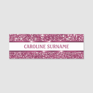 Faux Pink Glitter Texture Look With Custom Name - Tag
