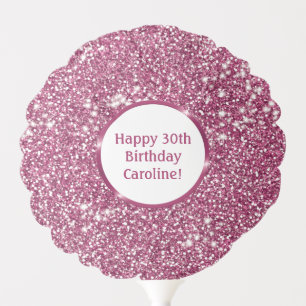 Faux Pink Glitter Texture Look With Custom Text Balloon
