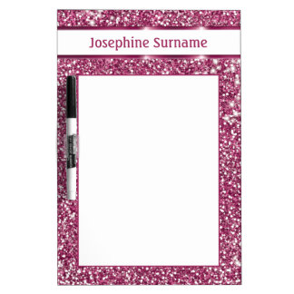 Faux Pink Glitter Texture Look With Custom Text Dry Erase Board