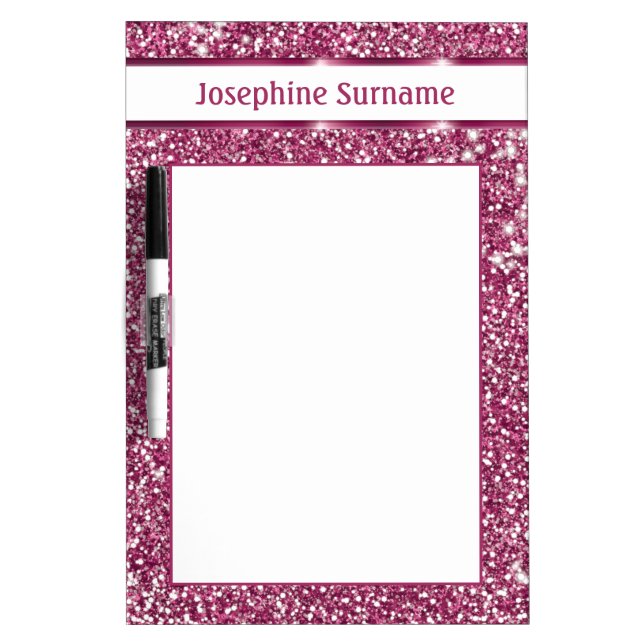 Faux Pink Glitter Texture Look With Custom Text Dry Erase Board (Front)