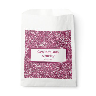 Faux Pink Glitter Texture Look With Custom Text Favor Bag