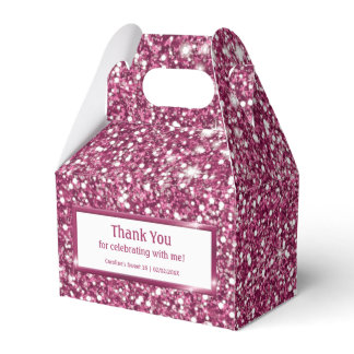 Faux Pink Glitter Texture Look With Custom Text Favor Box