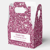 Faux Pink Glitter Texture Look With Custom Text Favor Boxes (Opened)